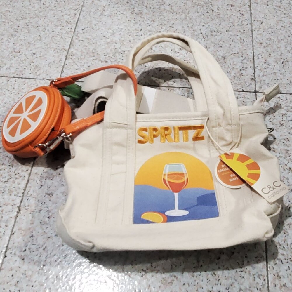New C&C California Orange Spritz MINI Tote Bag Crossbody Purse with Wristlet